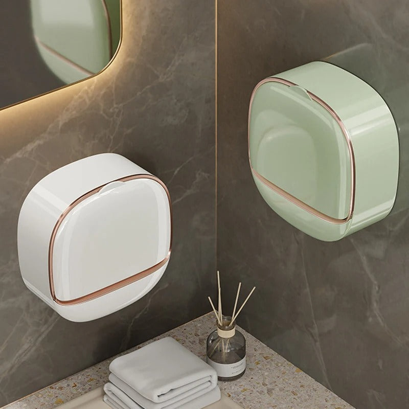 1PC Soap Box Wall Mounted Light Luxury Soap Holder Punch Free Drain Laundry