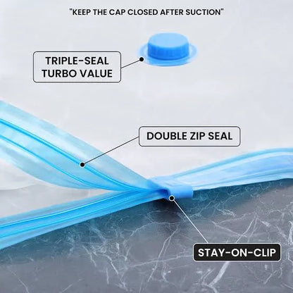 Vacuum Storage Bags Set (5 Bags + 1 Hand Pump) – Reusable Space