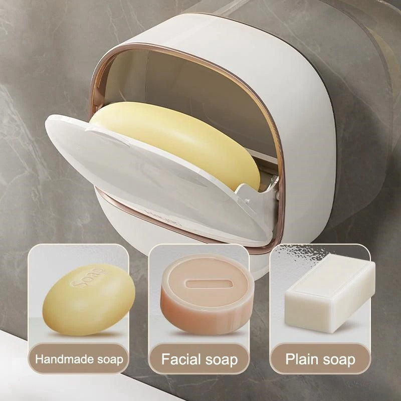 1PC Soap Box Wall Mounted Light Luxury Soap Holder Punch Free Drain Laundry