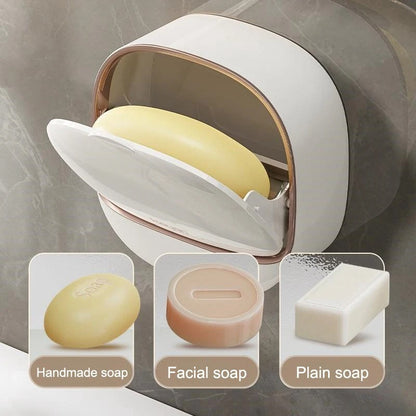1PC Soap Box Wall Mounted Light Luxury Soap Holder Punch Free Drain Laundry