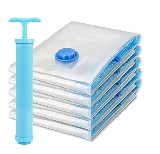 Vacuum Storage Bags Set (5 Bags + 1 Hand Pump) – Reusable Space