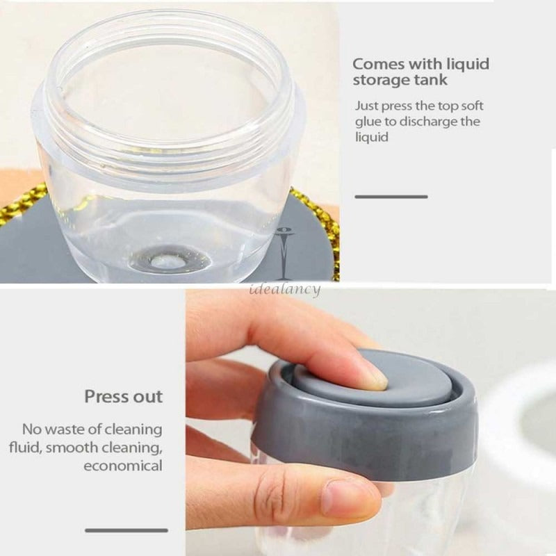 Kitchen Soap Dispensing Palm Brush – Automatic Filling Dish Scrubber with PET Bristles