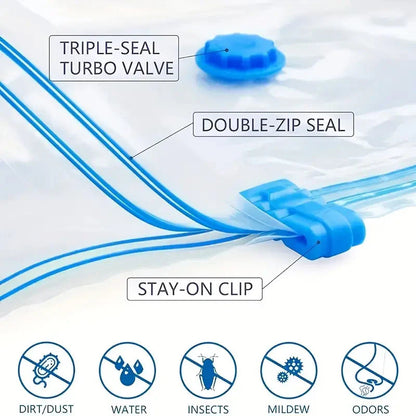 Vacuum Storage Bags Set (5 Bags + 1 Hand Pump) – Reusable Space