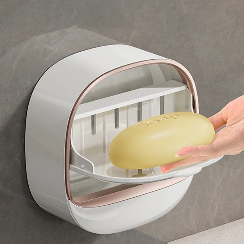 1PC Soap Box Wall Mounted Light Luxury Soap Holder Punch Free Drain Laundry