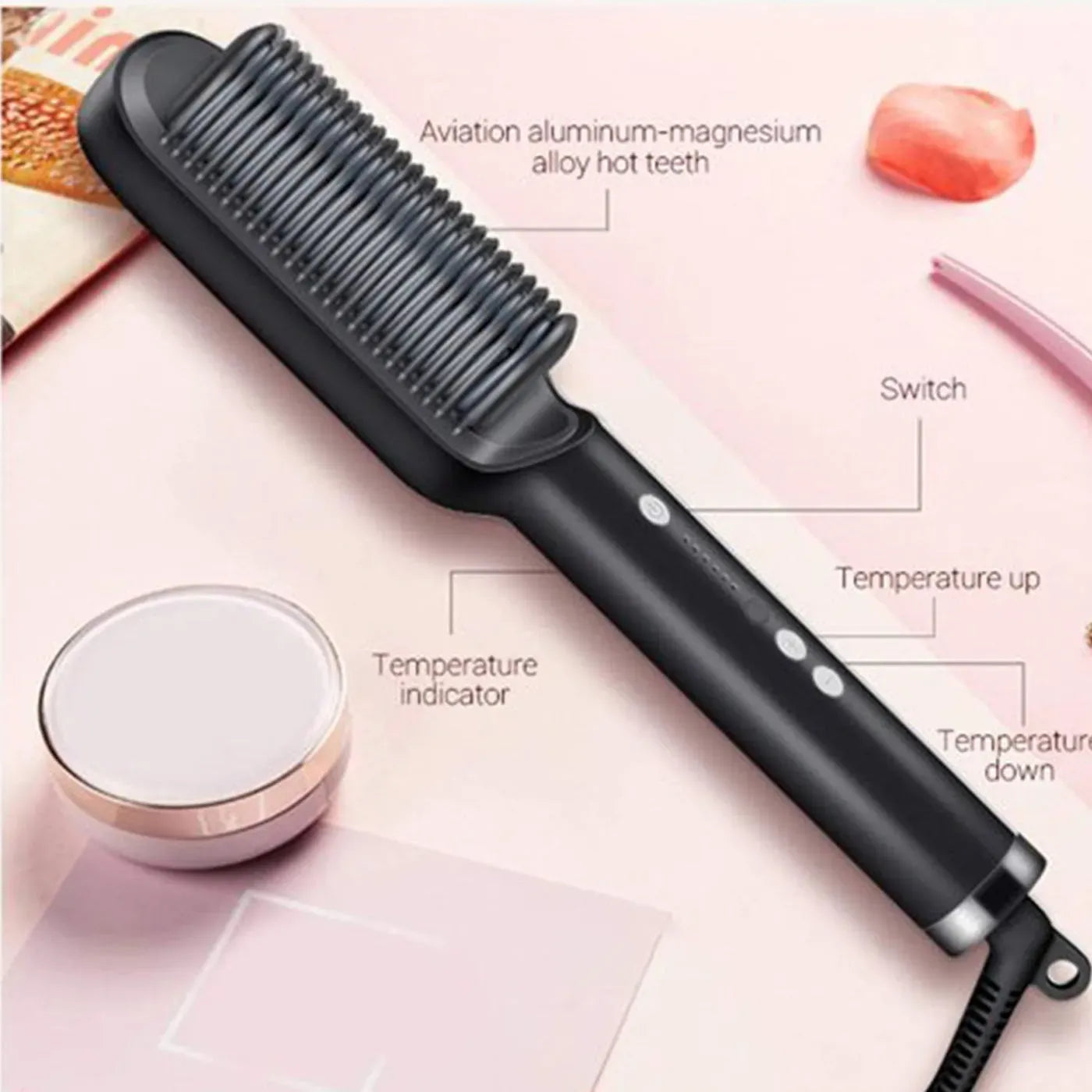 Hair Straightener Brush – Fast Heating, Smooth Styling
