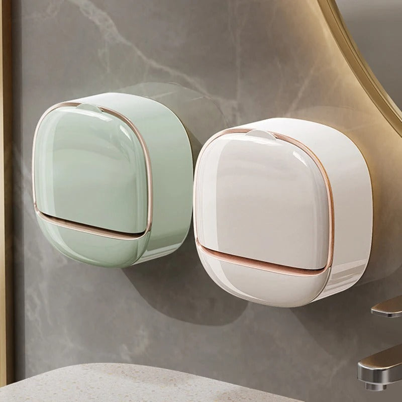 1PC Soap Box Wall Mounted Light Luxury Soap Holder Punch Free Drain Laundry